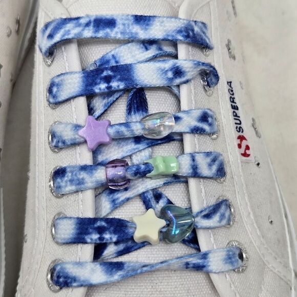 SUPERGA Star Studs White Sneakers with Star Pattern and Colorful Laces NWT EU 40 - Picture 6 of 12